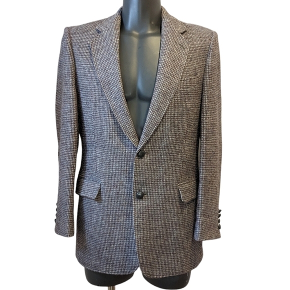 Vintage grey plaid wool blazer 40R - Picture 1 of 12